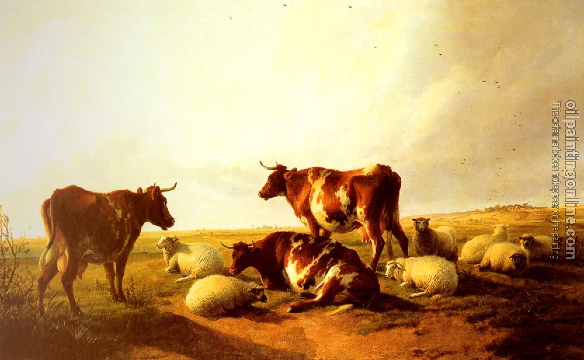 Thomas Sidney Cooper - Cattle and Sheep In A Landscape